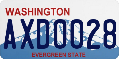 WA license plate AXD0028