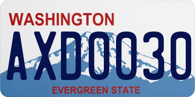 WA license plate AXD0030