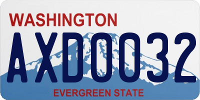 WA license plate AXD0032