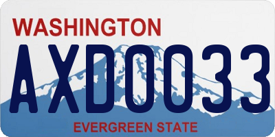 WA license plate AXD0033