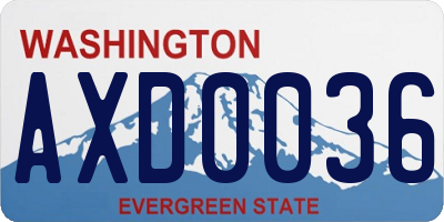 WA license plate AXD0036