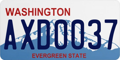 WA license plate AXD0037