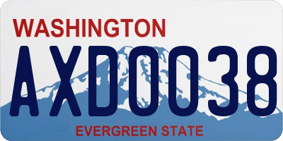 WA license plate AXD0038