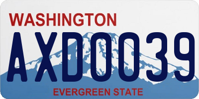 WA license plate AXD0039