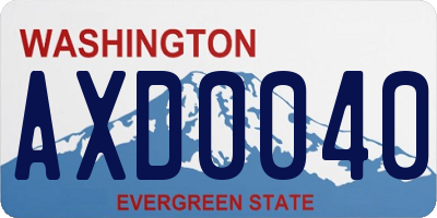 WA license plate AXD0040