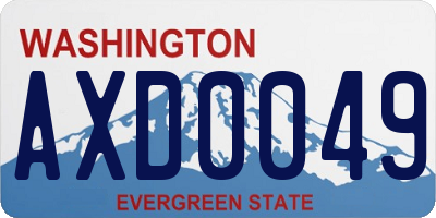 WA license plate AXD0049