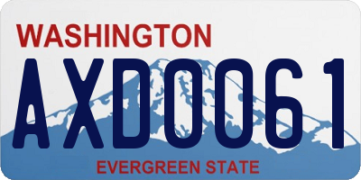 WA license plate AXD0061