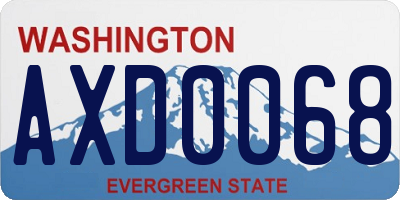WA license plate AXD0068