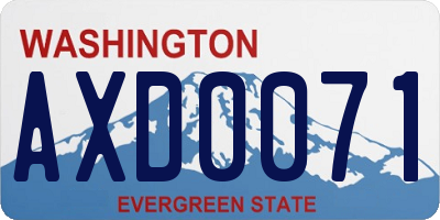 WA license plate AXD0071