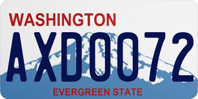 WA license plate AXD0072