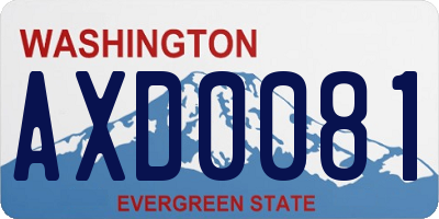 WA license plate AXD0081