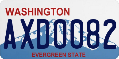WA license plate AXD0082