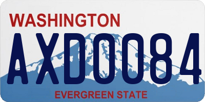 WA license plate AXD0084