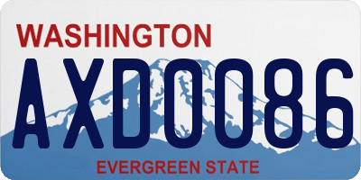 WA license plate AXD0086