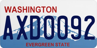 WA license plate AXD0092