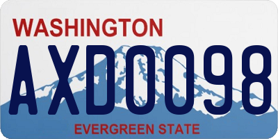 WA license plate AXD0098