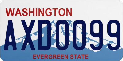 WA license plate AXD0099