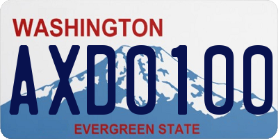 WA license plate AXD0100