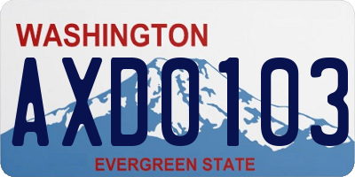 WA license plate AXD0103