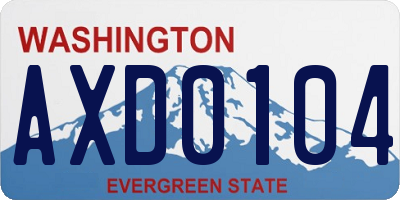 WA license plate AXD0104