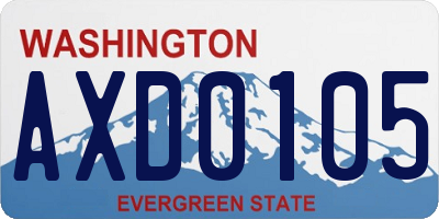 WA license plate AXD0105