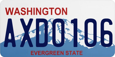 WA license plate AXD0106