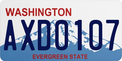 WA license plate AXD0107