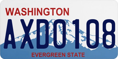 WA license plate AXD0108