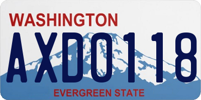 WA license plate AXD0118