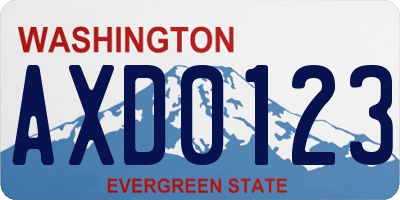 WA license plate AXD0123