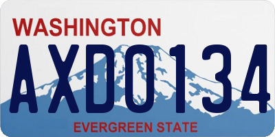 WA license plate AXD0134