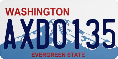 WA license plate AXD0135