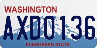 WA license plate AXD0136