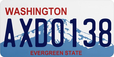 WA license plate AXD0138