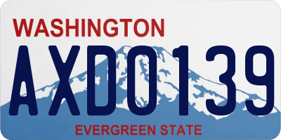 WA license plate AXD0139