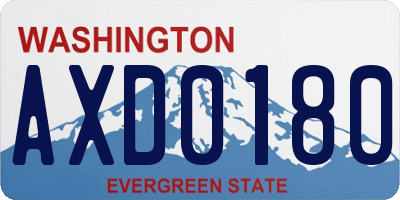 WA license plate AXD0180