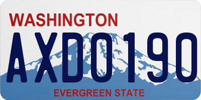 WA license plate AXD0190