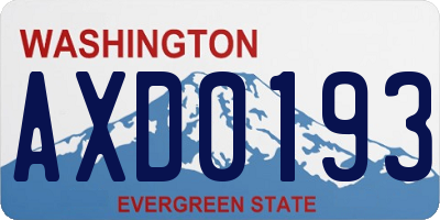 WA license plate AXD0193