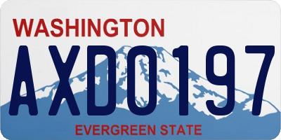 WA license plate AXD0197
