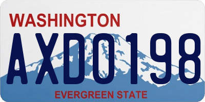 WA license plate AXD0198