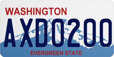 WA license plate AXD0200