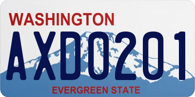 WA license plate AXD0201