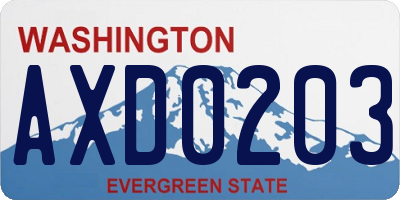 WA license plate AXD0203