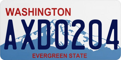 WA license plate AXD0204