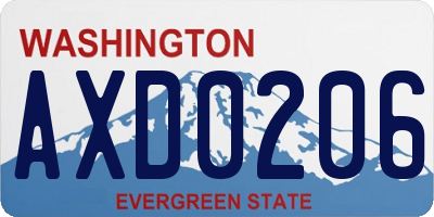 WA license plate AXD0206