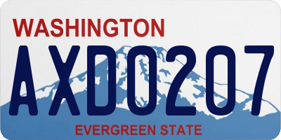 WA license plate AXD0207