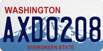 WA license plate AXD0208