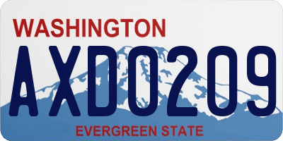 WA license plate AXD0209