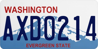 WA license plate AXD0214