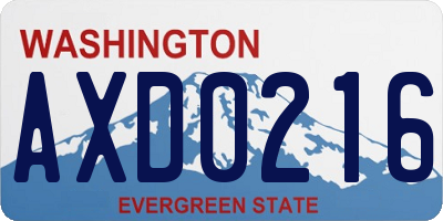 WA license plate AXD0216